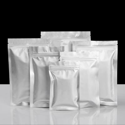 China Recyclable Custom Matte Mylar Food Packaging Aluminum Foil Zip Lock Silver Plastic Bags for sale