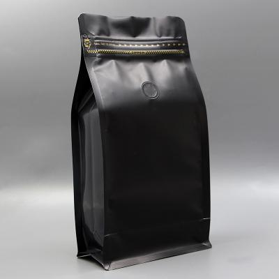 China 12 oz Recyclable Custom Printed Black Glossy Coffee Bags Stand Pouch Foil Coffee Bags for sale