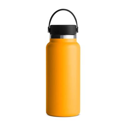 China Stocked Custom logo 1l 32oz gym sports vacuum insulated sublimation double wall stainless steel water bottle with handle for sale