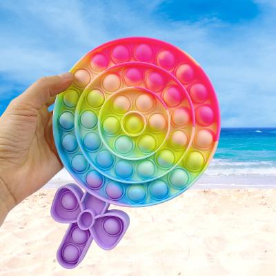 China 2021 new arrival colorful Macaron lollipop finger toys anxiety games popular silicone high quality relief squeezing toys for sale