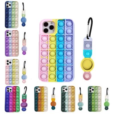 China Worry Relief Funny Toy Silicone Protective Rainbow Fidget Phone Case and Shockproof Airtag Case Set for sale