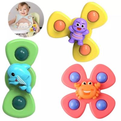 China Food Grade Portable Early Learning Baby Bath Suction Cup Gyro Sucker Spinning Insect Flower Top Toy Lovely for sale