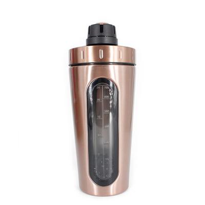 China Eco Friendly Sustainable 304 Stainless Steel Metal Protein Shaker Bottle With Visible Window for sale