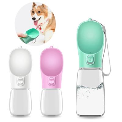 China New Viable Portable Bowl Dog Waterer Drinking Dispenser Outdoor Accessories Travel Pet Plastic Water Bottle for sale