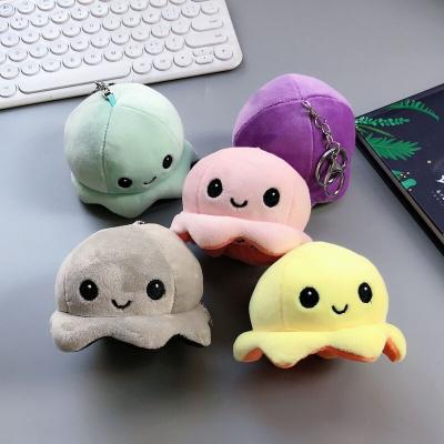 China New Cute Cartoon 10cm Mini Flip Toys Reversible Octopus Plush Toy With Cartoon Keychain for sale