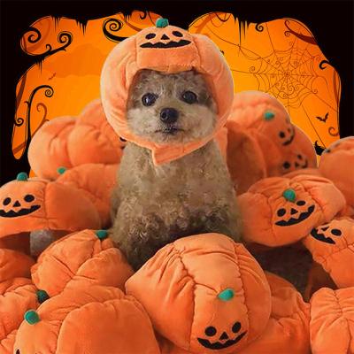 China Wholesale Cute Cartoon Costume Personality Plush Toy Funny Pet Headgear Halloween Animal Pumpkin Hat for sale