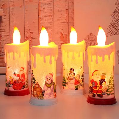 China With Creative Santa Claus Snowman Christmas Decoration Led Moving Flame Night Light Simulation Candles With Moving Flame for sale