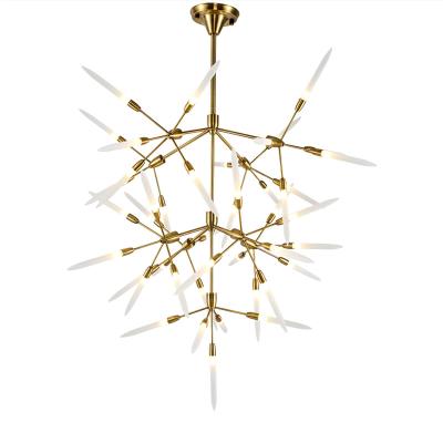 China Dining Room/Modern Indoor Multi Heads Pendant Lamp Tree Branch Shape Chandelier Antique Brass Acrylic Light Living Room/BarVilla/Hotel/Restaurant/Shop for sale