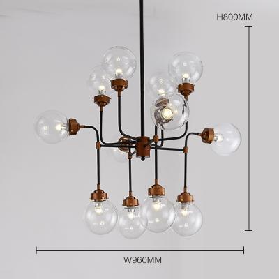 China Small Round Ball Residential Modern Minimalist Attic Restaurant Style Glass Chandelier for sale