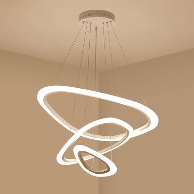 China LED Pendant Hanging New Modern Pendant Lights For Living Room Dining Room 4/3/2/1 Circle Acrylic LED Rings Lighting Ceiling Lamp Fixtures for sale