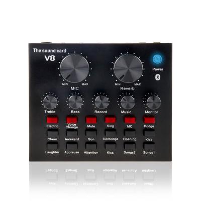 China Wholesale Home Live Sound Card Broadcast Equipment Streaming Recording Studio V8 Musical Live Sound Card for sale