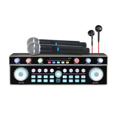 China All-In-One Sound Card Audio Recording Studio Live Streaming Home Karaoke Mixer , One Two Wireless Microphone H8 for sale