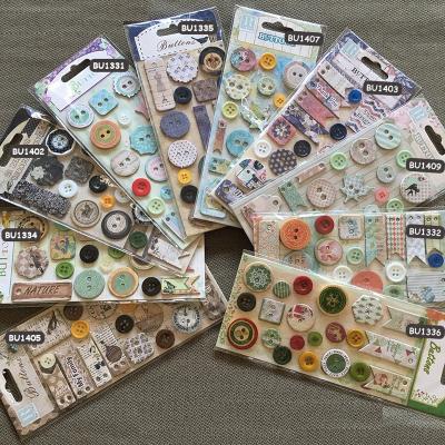 China TV & Sticky Back Buttons Scrapbooking Embellishment Mixed Buttons Chipboard Resin Wood Material All Creative Sticky Buttons for sale