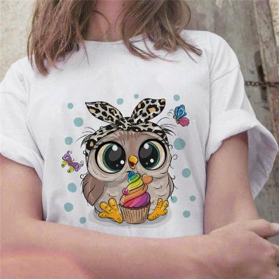 China New Fashion Harajuku Crew Neck Ladies Casual T-shirt Viable Cute Owl T-shirt Graphic Printed Female Trend for sale