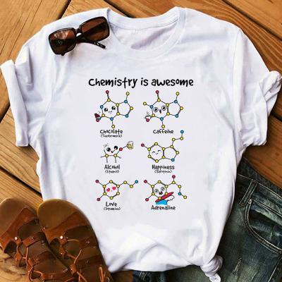 China Fashion T-shirt women kawaii viable chemistry is funny graphic white t-shirt women tees printed female tee tops summer for sale