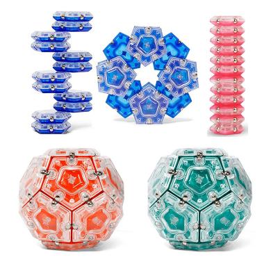 China New Hot Selling Pentagons 12Pcs Pentagons Amazon Spinners Educational Game Toy Stir Toy Magnetic Tiles Building Block Magnetic Stirring Person Sphere for sale