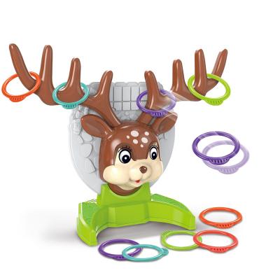 China Hot Selling Plastic Christmas Reindeer Antler Board Game Toy Ring Toss Game Set Colorful Amazon Party Family Table Halloween for sale