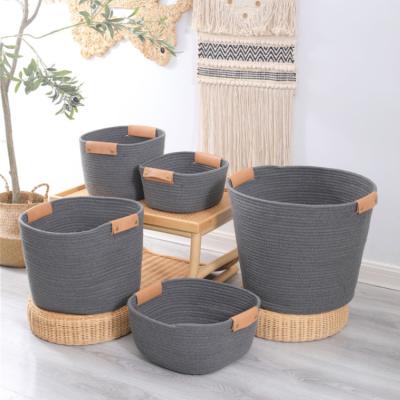 China Wholesale Minimalist Woven Neat Laundry Basket Household Sundries Storage Basket Children's Toys Storage 5 Pieces Cotton Set Minimalist for sale