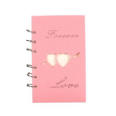 China Mini Custom Laser Love Arrow 6 Hole Metal DIY Hollow Ring Felt Notebook Felt Diary Polyester Material Manual Book for sale