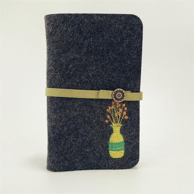 China Mini Customized Felt Book Felt Notebook Felt Diary Embroidery Vase Pattern Polyester Material Environmental Protection Manual for sale