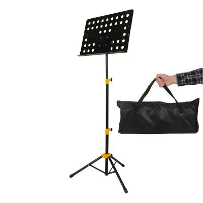 China Folding music stand P-06Z yellow connector put book music stand flexible height adjustment knob music stand carrying bag included music stand tray for sale