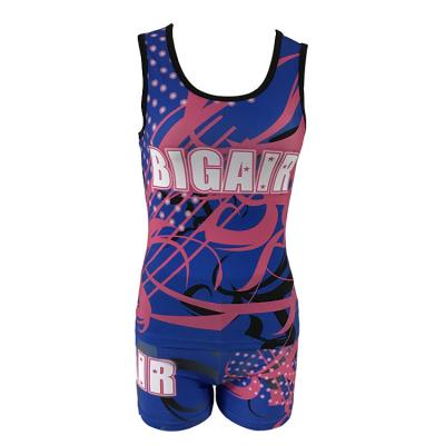 China Custom Cheerleading Vest Shorts Fit Girls Custom Logo Size Heat Transfer Practice Suit Cheerleading Upper L for sale