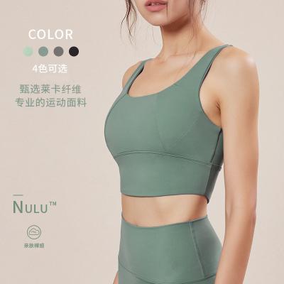 China Sweat-Wicking 2022 New New Fiber Lycra Fitness Yoga Vest Sports Underwear Shockproof Running Women Sports Bra Border for sale