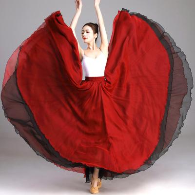 China tutu & Big-Swing Classical Reversible Female Dance Skirt 720 Chiffon Costume Long Skirts Women Pendulum Dance Dress Practice Performance Wear for sale