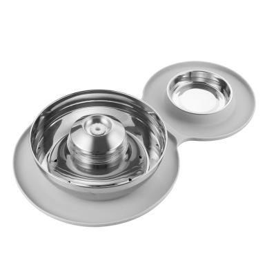 China Amazon Automatic Hot Selling 360 Degree 2in1 Set Stainless Steel Cat Water Fountain and Dog Bowl for sale