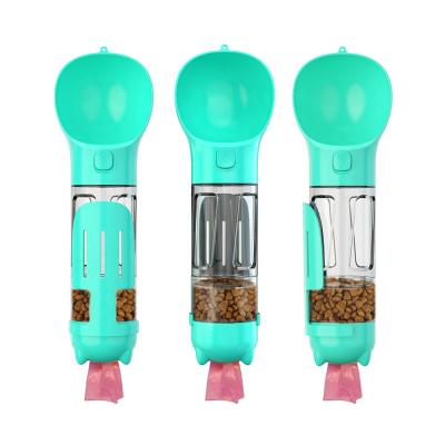 China New Multi Function Automatic Cat Water Drink Food Bowl Portable Outdoor Travel Pet Water Bottle With Poop Shovel for sale