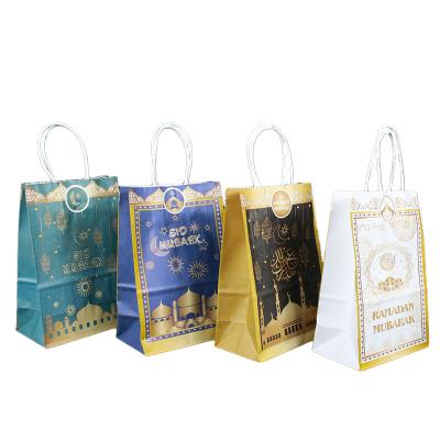 China Recyclable Eid Mubarak Muslim Gift Paper Bag Festival Handbags Party Gift Box Souvenir Bag Ramadan Decorations for sale