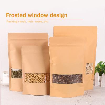 China Environmental Protection Biodegradable Food Health Wrapping Paper Window Bag Walnut Nut Packaging Paper Bag Biodegradable Packaging for sale