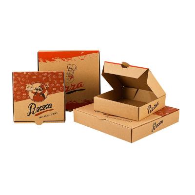 China Recycled Materials Wholesale Folding Pizza Box Pizza Boxes Kraft Paper Corrugated Pizza Cardboard Take Out Containers Packing Boxes for sale