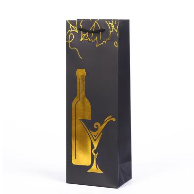 China Recycled Materials Wholesale Luxury And Elegant Brown Paper Bag Stock Wine Bottle Customized Luxury Wine Bottle Christmas Gift Bags for sale