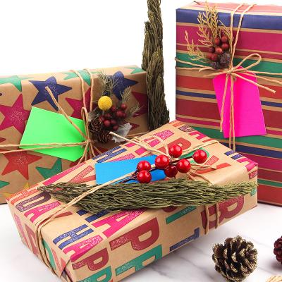 China Amazon Hot Sale Retro Biodegradable English Happy Birthday Gift Box Wrapping Paper Holiday Christmas Wrapping Paper for sale