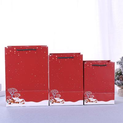 China PVC Recycled Paper Materials Christmas Card Shopping With Clear Window Handbag Bouquet Gift Bag Festival Candy Paper Packaging Bag for sale