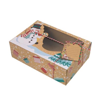 China PVC Paper Packaging Box New Window Christmas Paper Box 3 Styles Folding Snowflake Christmas Tree Aseptic Cookie Gift Packaging Box for sale