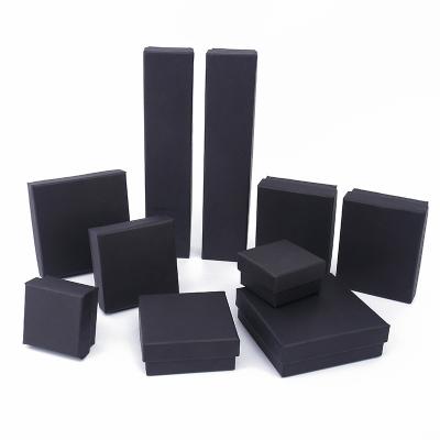 China Black Jewelery Packaging Rectangle Ring Jewelry Box And Custom Earing Kraft Paperboard With Storage for sale