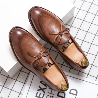 China Waterproof Drop Shipping Genuine Leather Flat Men Leather Dress Shoes Croc Stylish Shoes For Men Mens Stylish Shoes for sale