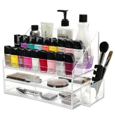 China Home Made Makeup Organizer Clear Acrylic Nail Polish Holder Display Stand for sale