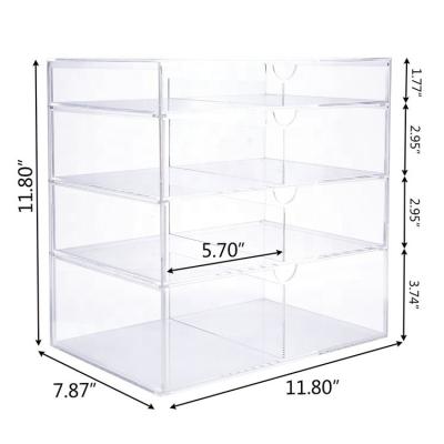 China China wholesale clear acrylic plastic plexiglass cosmetics storage box with four drawers for sale