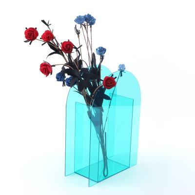 China Eco-friendly material custom new design blue acrylic flower stand for display stand for sale