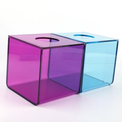 China Eco - Friendly Material Wholesale Square Printed Acrylic Color Tissue Storage Box With Lid for sale