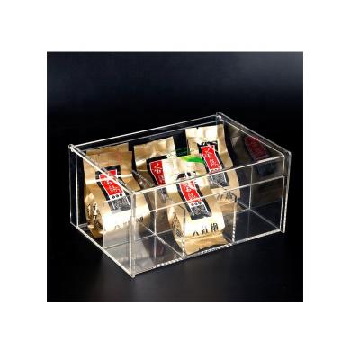 China High quality new square clear acrylic tea storage box with lid for store for sale