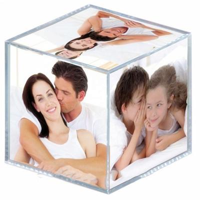 China Eco - Friendly Material Custom Big Six Sides Clear Acrylic Cube Photo Frames for sale