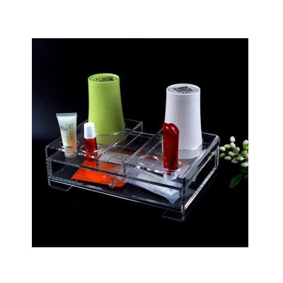 China China Eco-friendly Material Manufacture Square Clear Acrylic Cup Holder Body Wash Rack Hotel Supplies With Drawer For Hotel for sale