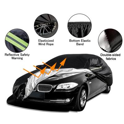 China Hot-sellingUniversal Amazon Luxury Black Car Full Covers Outdoor UV Snow Sun Protection Resistant Cover For Suv Jeep Sedan Hatchback for sale