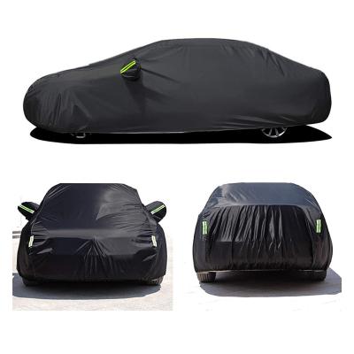 China Luxury 190 Polyester taffeta hot-sellingUniversal Full Black Car Covers Outdoor UV Snow Resistant Sun Protection Cover for Suv Jeep Se for sale