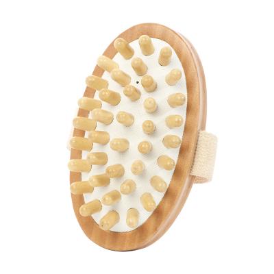 China Custom Made Skin Rejuvenation Wholesale Hot Selling Logo Wood Handle Natural Bristle Dry Skin Body Bath Brush with Hand Band for sale