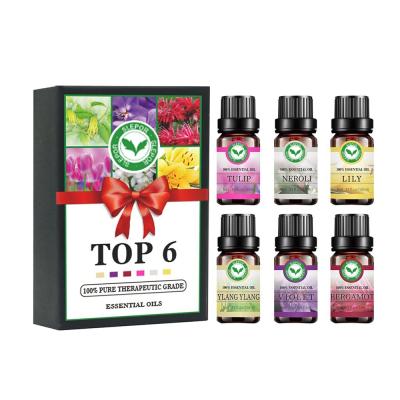 China Skin Revitalizer QQLR Flower Essential Oil Set 6 Sets Aromatherapy Essential Oil 100% Pure Therapeutic Grade Hot Selling Essential Oil for sale